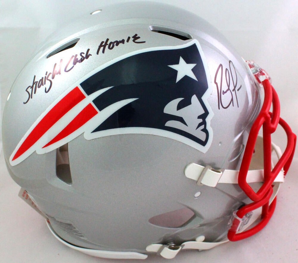 Signed Patriots Speed Authentic Full Size Helmet Randy Moss Beckett: Signed Patriots Speed Authentic Full Size Helmet Randy Moss Beckett Autographed full-size Speed Authentic helmet featuring Randy Moss and the New England Patriots. This pre-owned collectible includes 