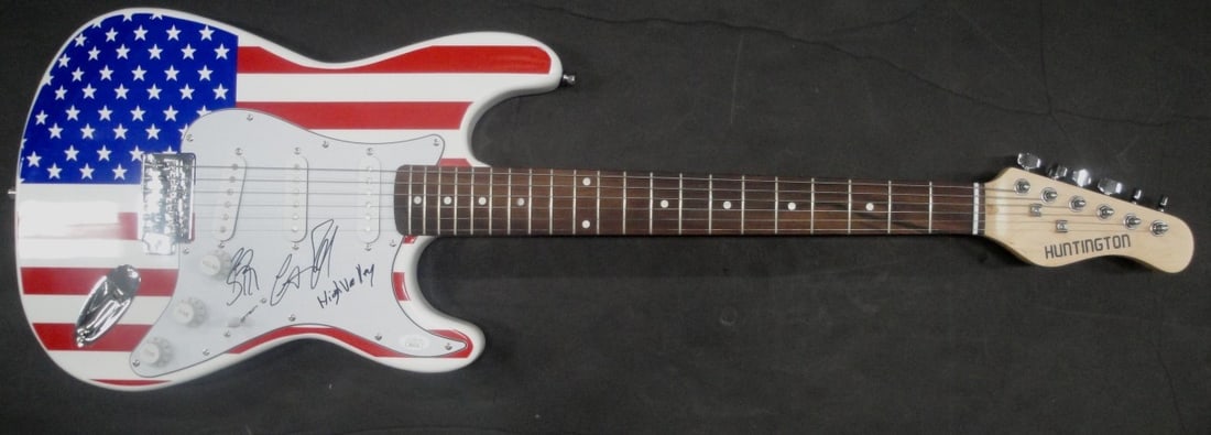 Electric Guitar Signed by High Valley Duo with JSA Authentication: Electric Guitar Signed by High Valley Duo with JSA Authentication This pre-owned electric guitar is autographed by High Valley and features dual signatures. The authenticity of the signatures is verif