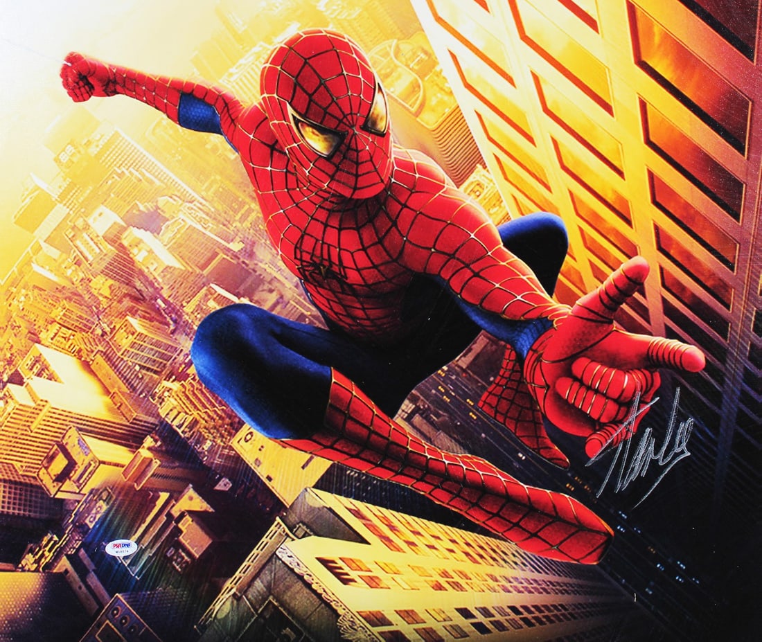 Spider-Man 20x24 Canvas Signed by Stan Lee with PSA DNA Authentication: Spider-Man 20x24 Canvas Signed by Stan Lee with PSA DNA Authentication This 20x24 Spider-Man canvas features an authentic signature by Stan Lee of Marvel. The autograph has been verified by PSA/DNA an