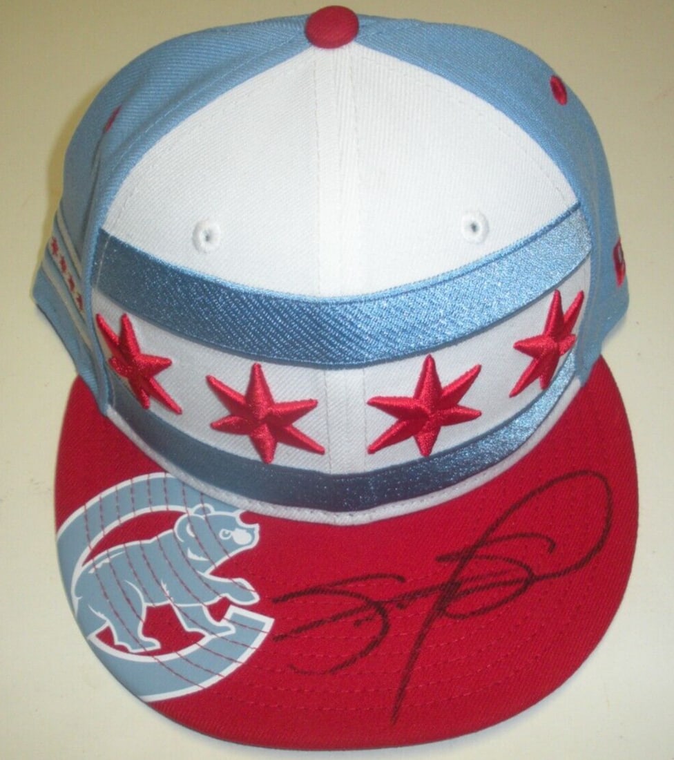 Signed Chicago Cubs Snapback Hat with Chicago Flag Beckett COA Sammy Sosa (1 of 2)