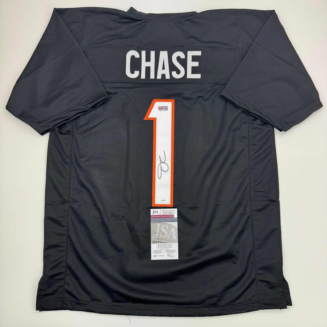 Black custom football jersey signed by Ja'Marr Chase JSA (1 of 4)