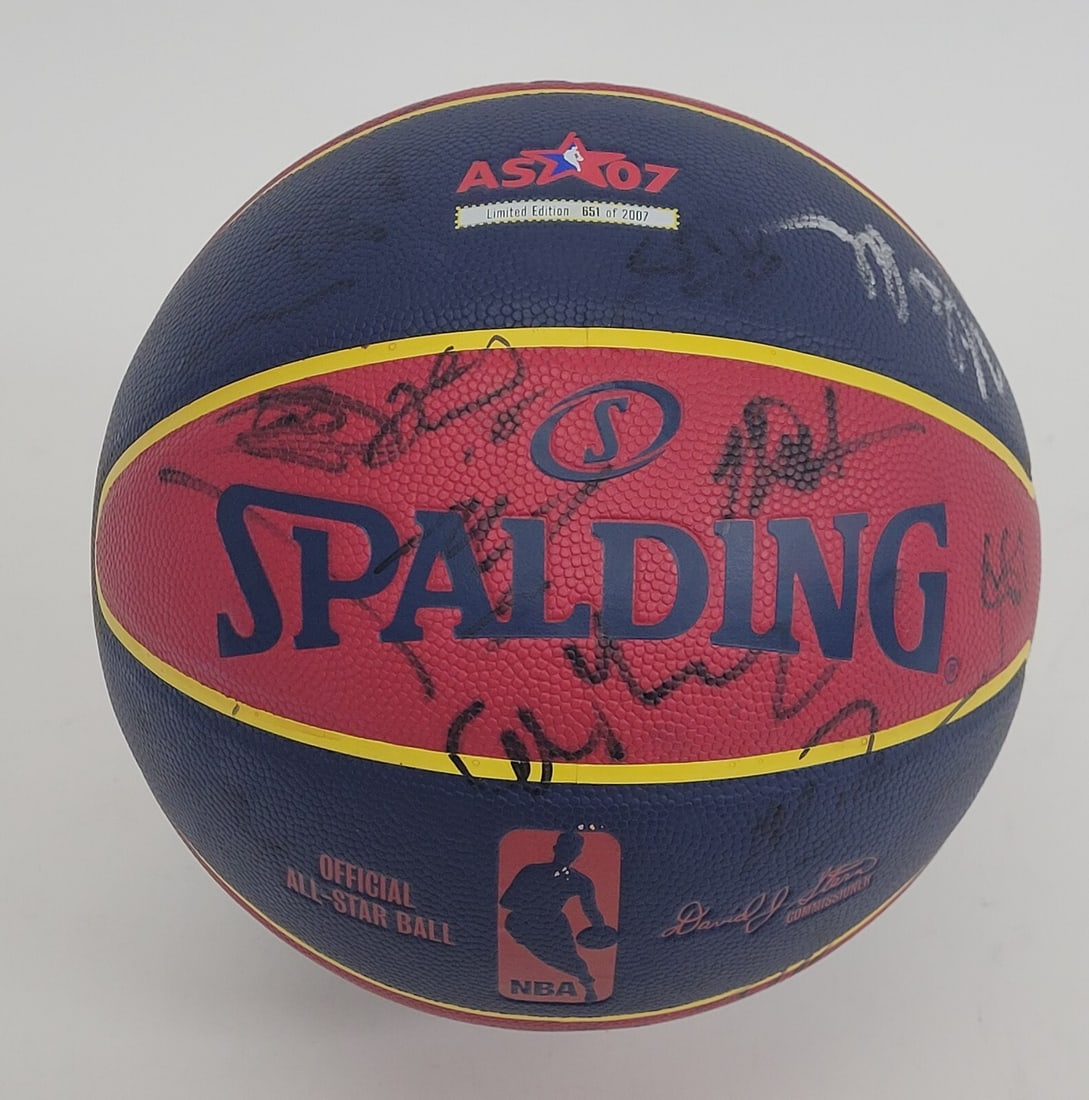 28 Signed 2007 NBA All Star Game Basketball LeBron James Beckett BAS LOA: 28 Signed 2007 NBA All Star Game Basketball LeBron James Beckett BAS LOA Original 2007 NBA All-Star Game multi-signed Spalding basketball featuring 28 signatures, including LeBron James. This pre-owne