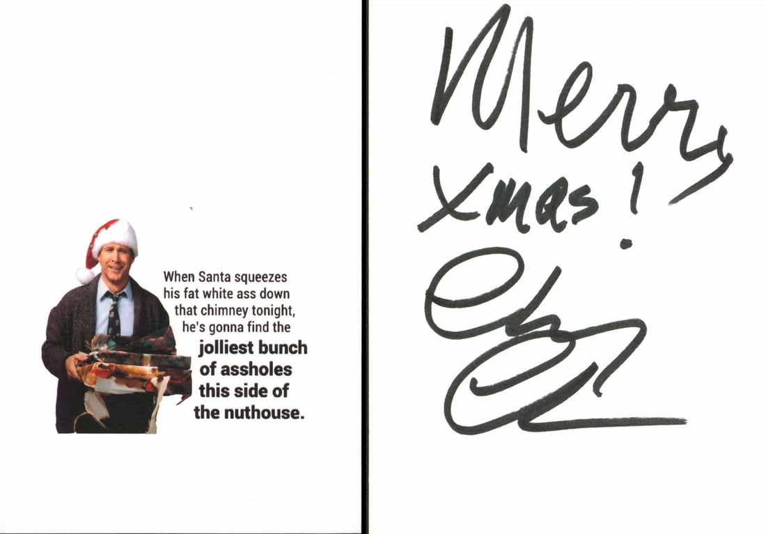 Beckett Witnessed Chevy Chase Signed Merry Xmas Greeting Card Original (1 of 7)