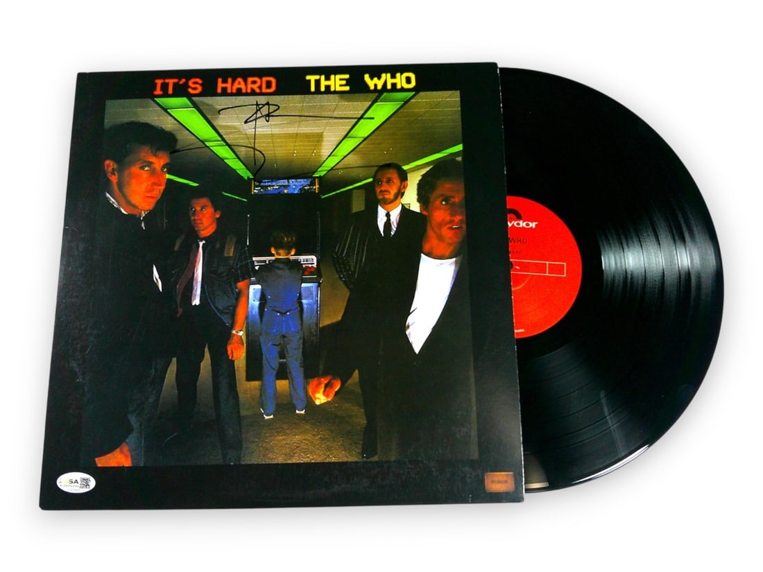 JSA Pete Townshend signed The Who It's Hard album cover: JSA Pete Townshend signed The Who It's Hard album cover Original record album cover for The Who's It's Hard, signed by Pete Townshend. Record(s) are included but have not been tested. Authenticated by