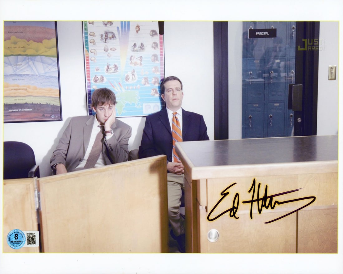 Signed Ed Helms 8.5x11 Horizontal Office Photo BAS Authenticated: Signed Ed Helms 8.5x11 Horizontal Office Photo BAS Authenticated This is an autographed 8.5x11 inch horizontal photograph personally signed by Ed Helms from The Office. The photo comes with a Beckett 