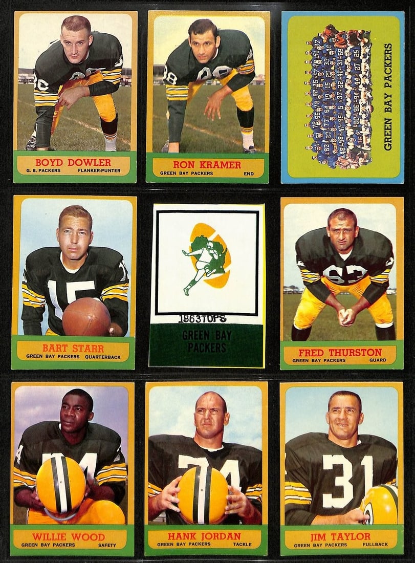 11 Card 1963 Topps Green Bay Packers Partial Football Team Set (1 of 4)