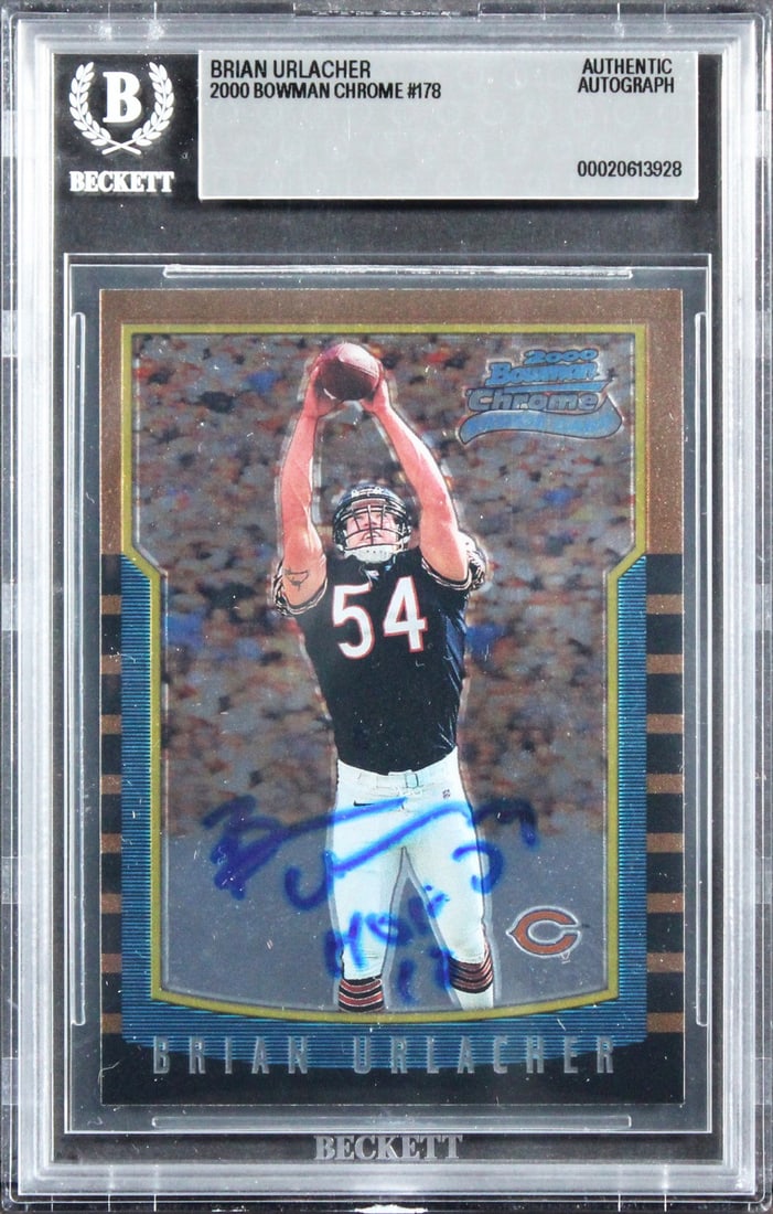 Brian Urlacher autographed 2000 Bowman Chrome 178 rookie card Beckett slabbed (1 of 2)