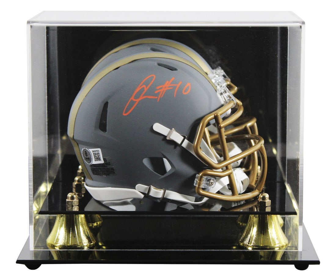Quinshon Judkins Autographed Browns Slate Speed Mini Helmet Beckett Witnessed With Display Case (1 of 3)