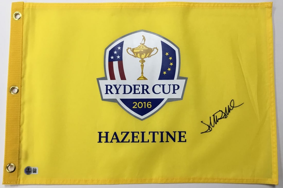 David Duval Signed 2016 Ryder Cup Hazeltine Flag Beckett Authenticated BR77431 (1 of 4)
