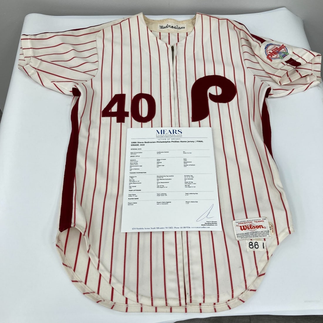 1986 Philadelphia Phillies Steve Bedrosian game used jersey MEARS A10 (1 of 13)