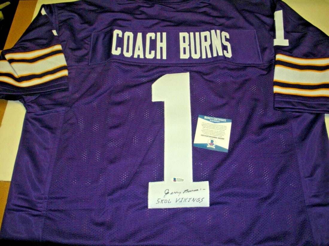 Signed Jerry Burns Minnesota Vikings Football Jersey with Beckett COA (1 of 2)