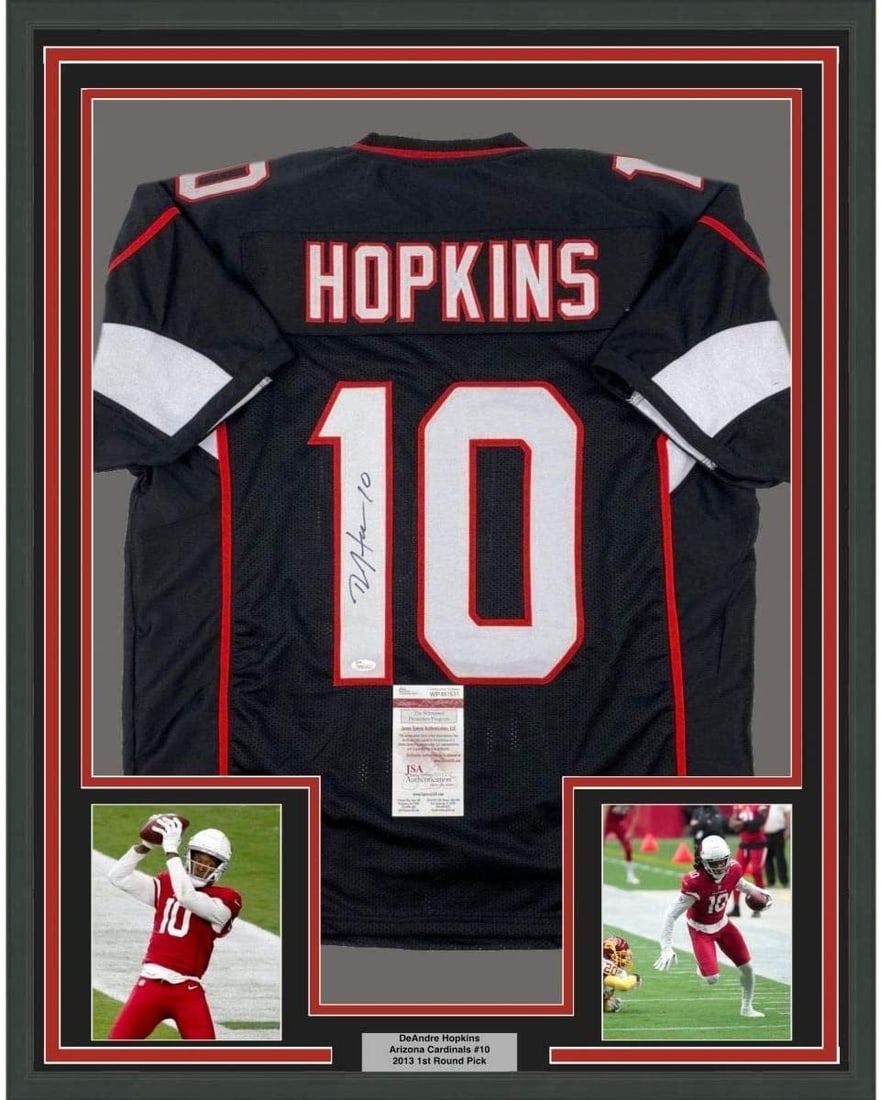 DeAndre Hopkins Autographed Framed Arizona Cardinals Black Jersey JSA 35x39 (1 of 2)