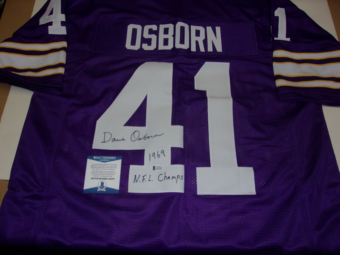 Signed Dave Osborne Jersey Minnesota Vikings 1969 Champions JSA COA (1 of 2)