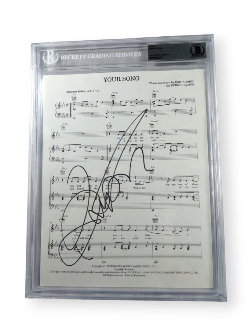 Bernie Taupin autographed Our Song sheet music JSA authenticated (1 of 2)
