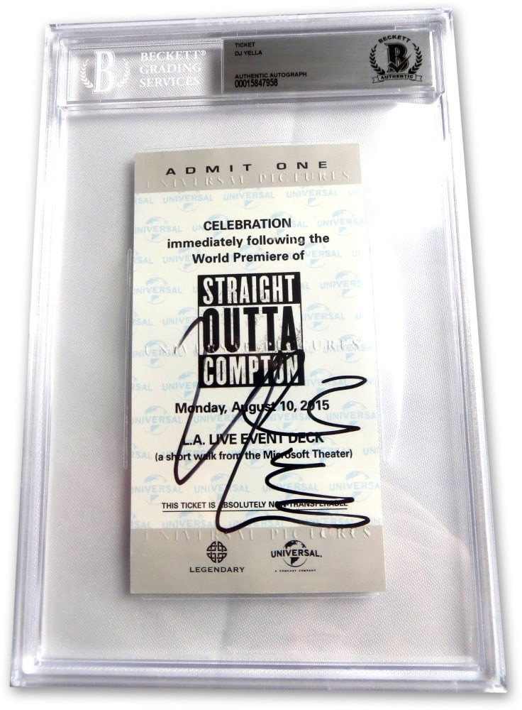 Straight Outta Compton Ticket Signed by DJ Yella Beckett Authenticated (1 of 1)