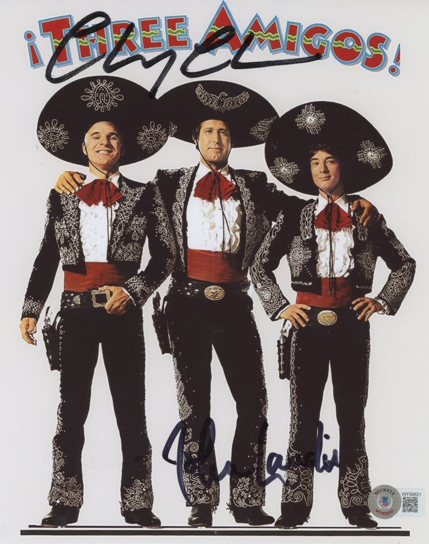 Beckett Authenticated 8x10 Three Amigos Photo Signed by Chevy Chase John Landis (1 of 1)