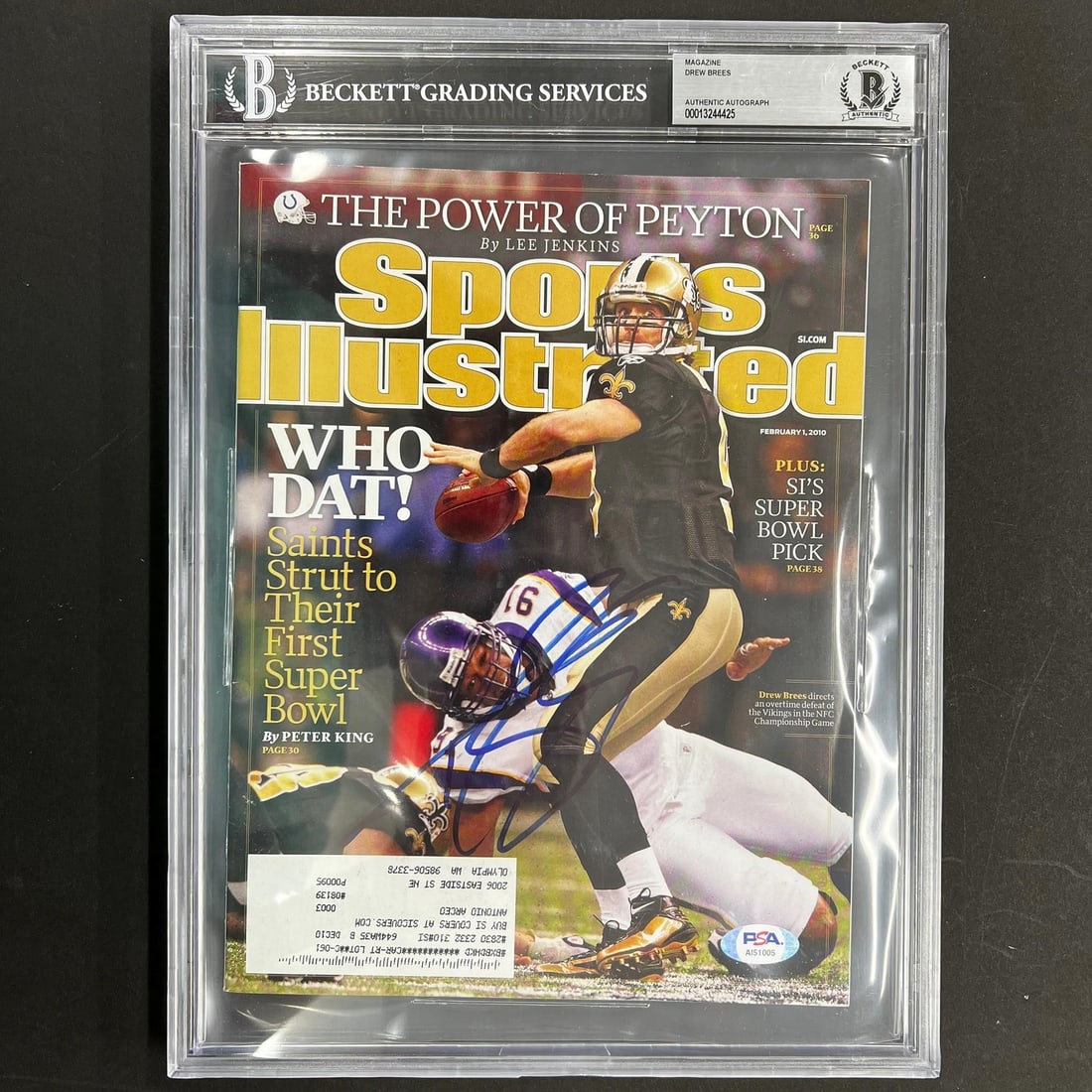 Beckett Authenticated Drew Brees Autographed Sports Illustrated Magazine (1 of 3)