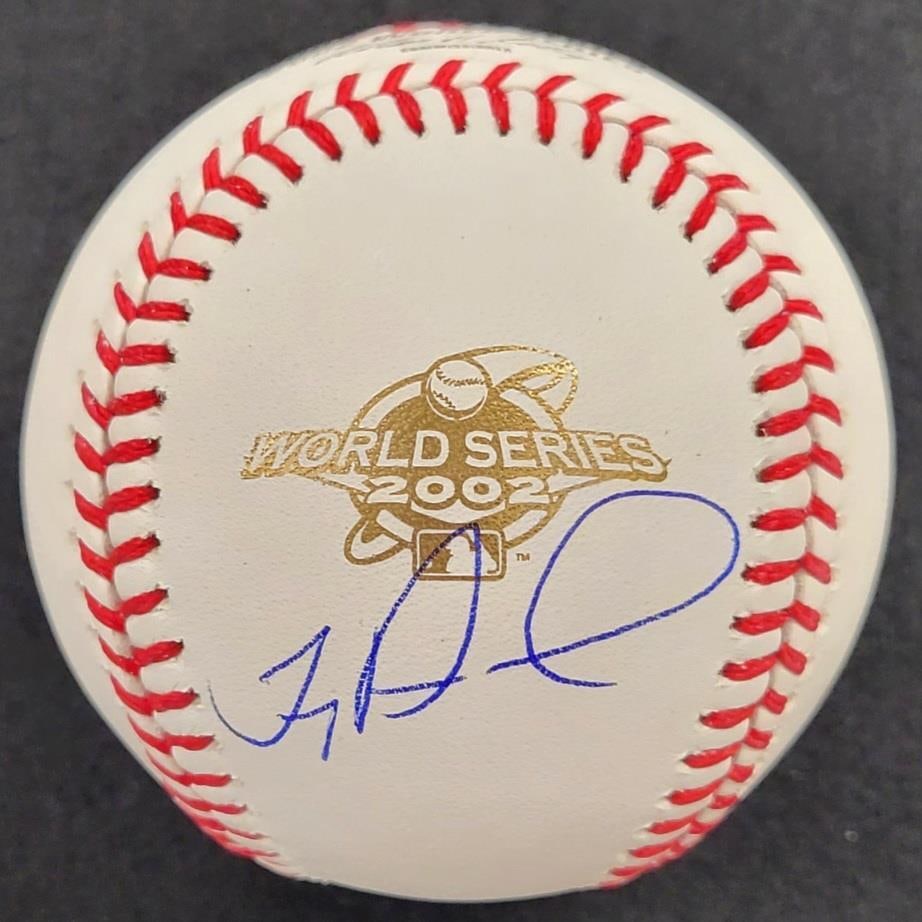 Autographed 2002 World Series baseball Troy Percival BAS witnessed: Autographed 2002 World Series baseball Troy Percival BAS witnessed Original Troy Percival signed baseball from the 2002 World Series. This pre-owned piece is authenticated by Beckett Authentication Se