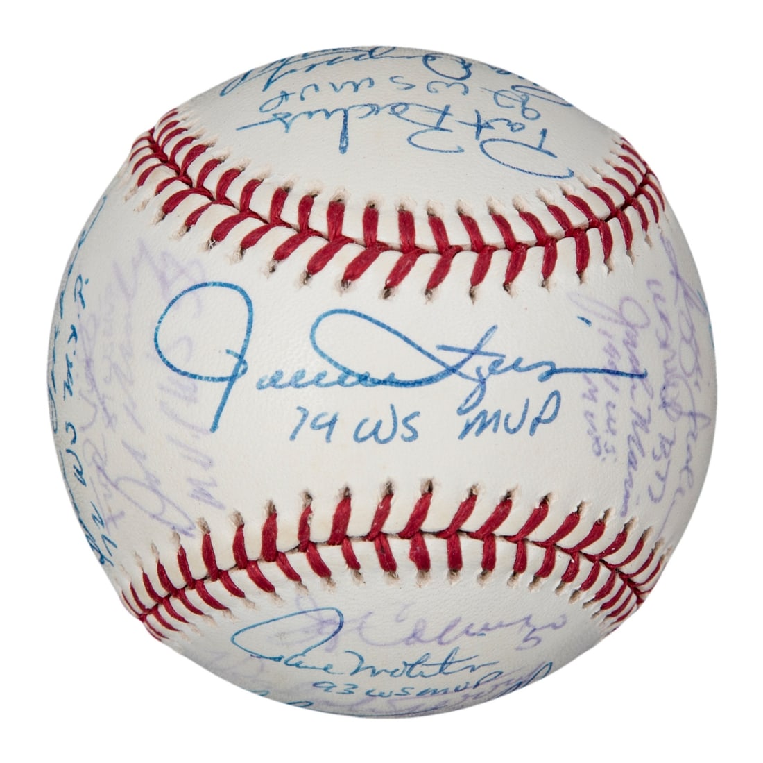 Beckett authenticated 2000 World Series baseball signed by 24 MVP award winners (1 of 7)