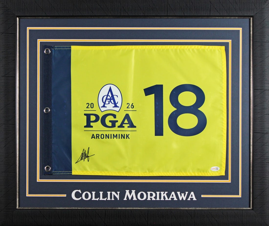 Framed 2026 PGA Championship Pin Flag Signed by Collin Morikawa JSA (1 of 2)