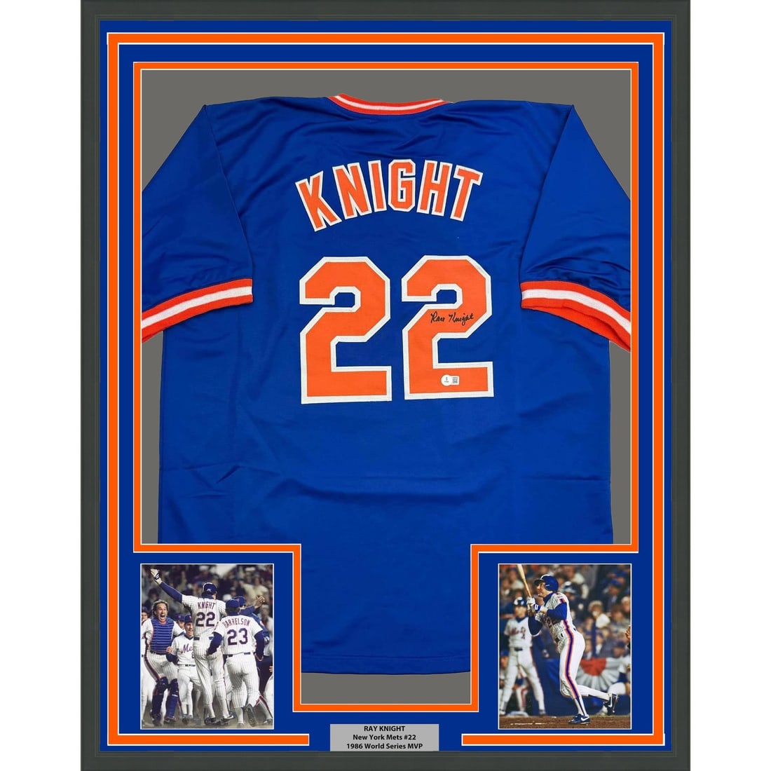 Ray Knight Signed Framed New York Mets Blue Jersey Beckett COA 35x39 (1 of 2)