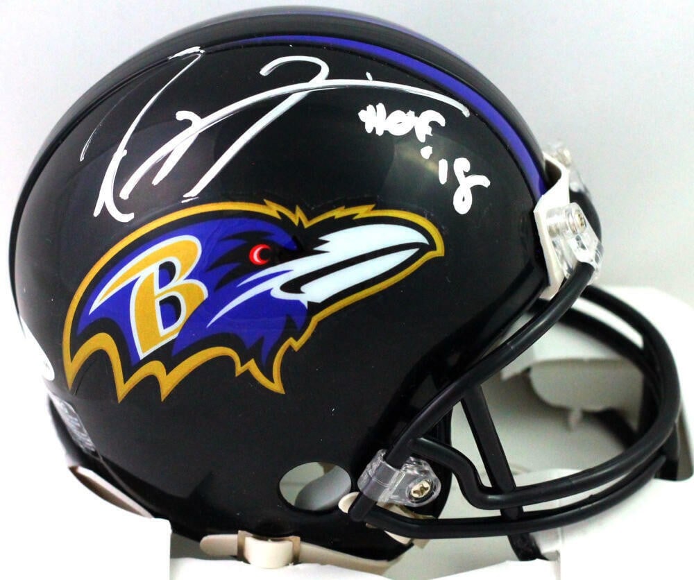 Beckett Witness Ray Lewis Signed Baltimore Ravens Mini Helmet HOF (1 of 6)