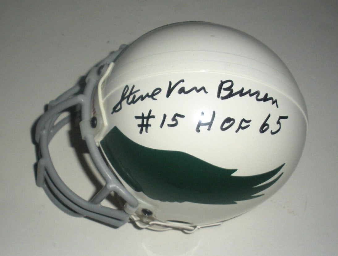 Signed Mini Helmet with COA Honoring Steve Van Buren Philadelphia Eagles HOF 1965 (1 of 1)