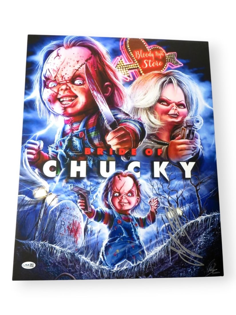 Jennifer Tilly autographed Bride of Chucky 16X20 canvas photo JSA: Jennifer Tilly autographed Bride of Chucky 16X20 canvas photo JSA Original Jennifer Tilly signed 16x20 canvas photo from Bride of Chucky. This pre-owned piece is professionally mounted and ready for f