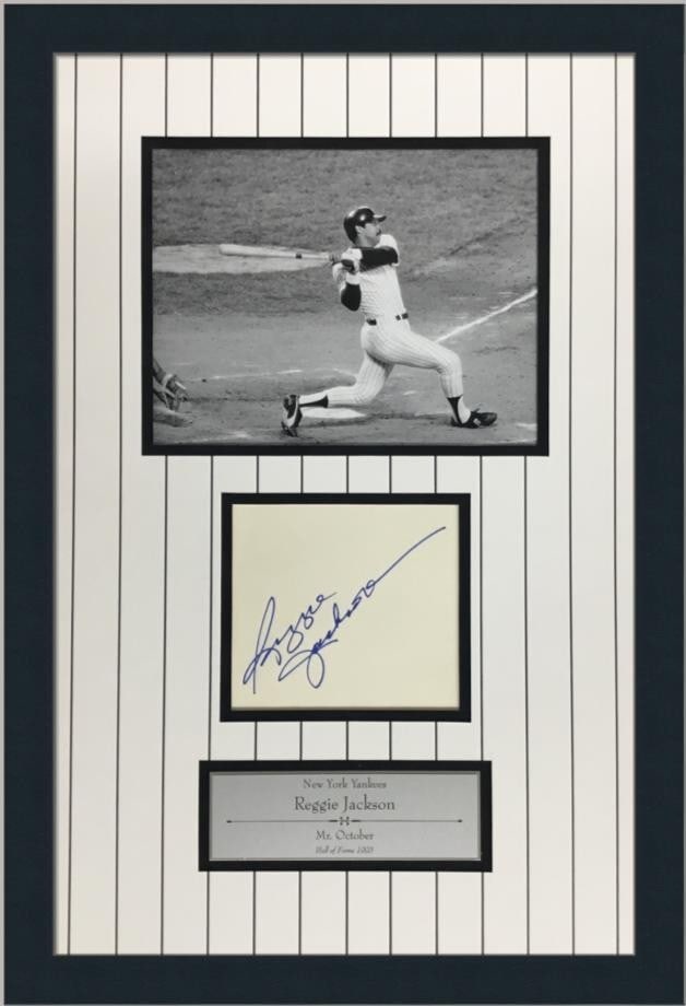 Reggie Jackson New York Yankees Signed Cut Signature Custom Framed JSA (1 of 6)