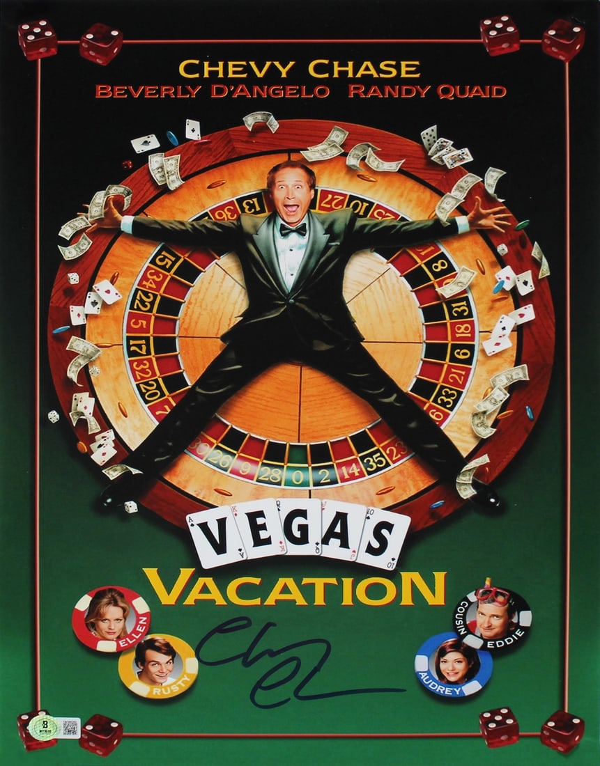 Chevy Chase Signed 12x18 Vegas Vacation Photo Beckett Witnessed Blue Ink (1 of 3)