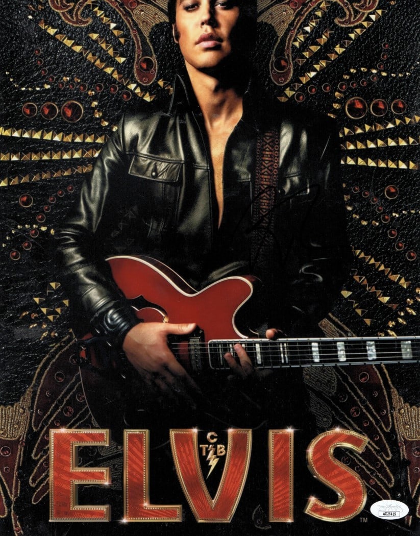 Austin Butler 11x14 Elvis Promo Photograph Signed with JSA Authentication: Austin Butler 11x14 Elvis Promo Photograph Signed with JSA Authentication This is an 11x14 photograph featuring Austin Butler, signed by the actor. The autograph is authenticated by James Spence Authe