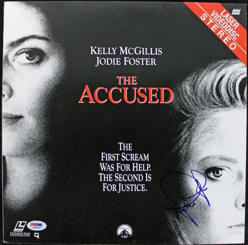 Jodie Foster Autographed The Accused Laserdisc Cover PSA/DNA Certified: Jodie Foster Autographed The Accused Laserdisc Cover PSA/DNA Certified This is an original laserdisc cover for "The Accused" authentically signed by Jodie Foster. The autograph has been authenticated 