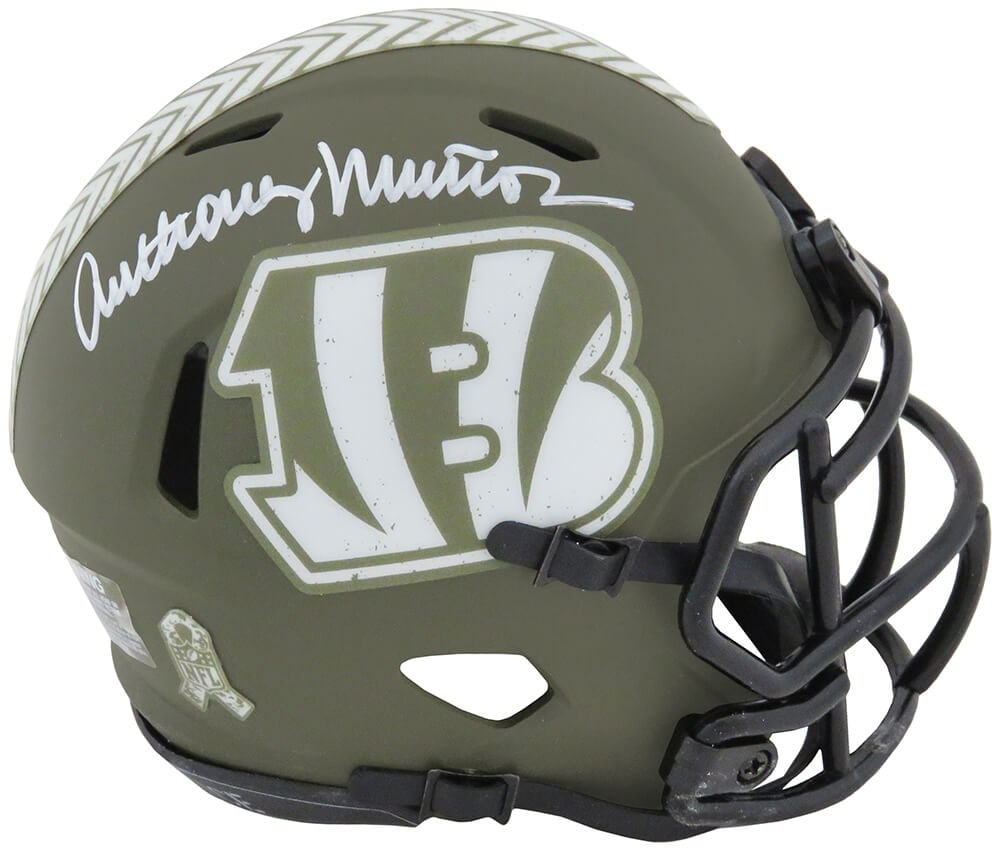 Anthony Munoz Bengals Salute to Service Riddell Speed mini helmet signed (1 of 1)