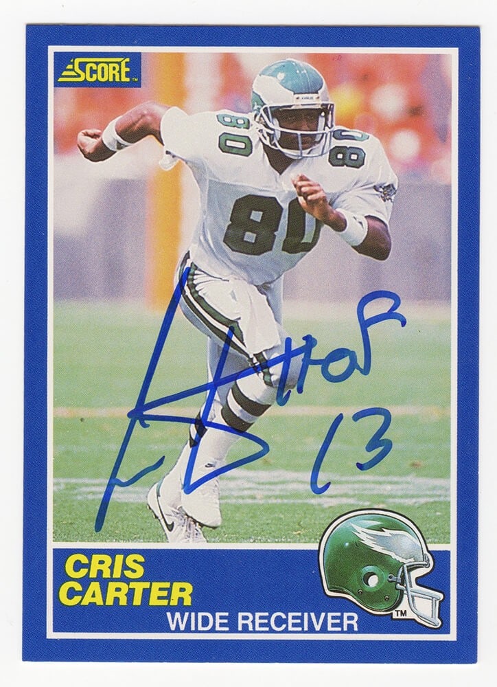 Cris Carter Autographed 1989 Score Rookie Card #72 HOF 13 COA (1 of 2)