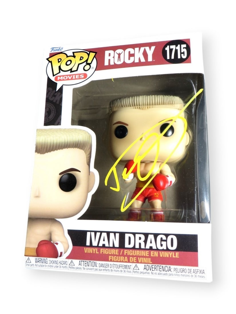 JSA Authenticated Dolph Lundgren Rocky IV Ivan Drago Funko POP: JSA Authenticated Dolph Lundgren Rocky IV Ivan Drago Funko POP This Funko POP! figure features Ivan Drago from Rocky IV and has been personally autographed by Dolph Lundgren. The autograph is authenti