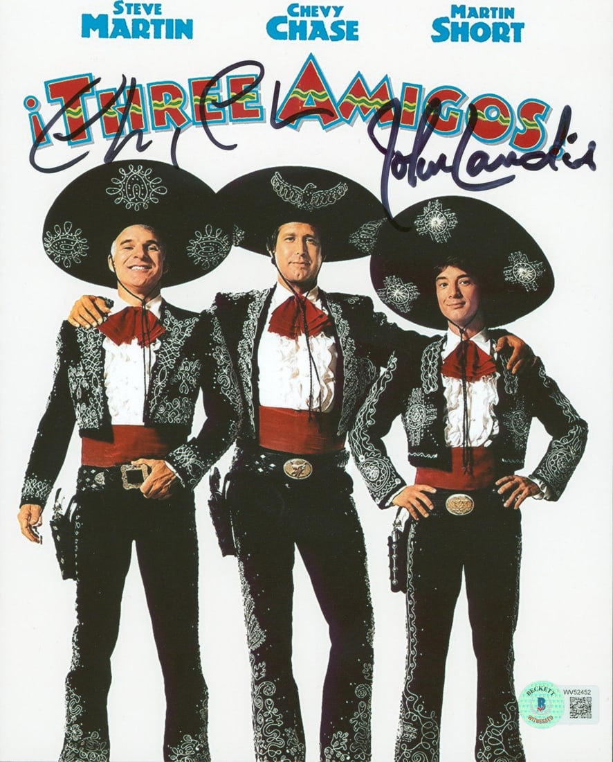 8x10 Signed Three Amigos Photo Chevy Chase John Landis Beckett Authenticated (1 of 3)