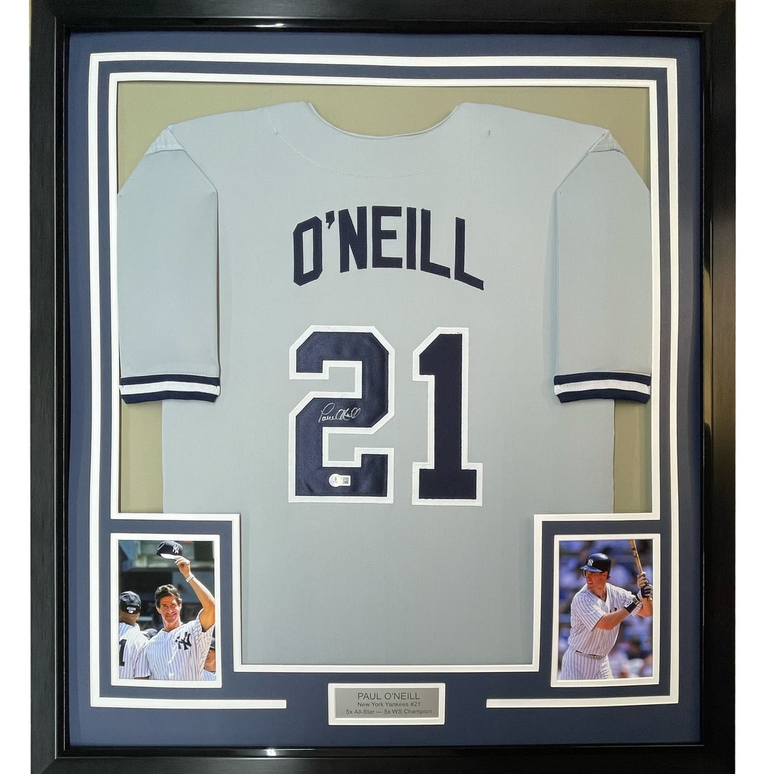 Paul O'Neill autographed Yankees grey framed jersey 35x39 JSA (1 of 2)