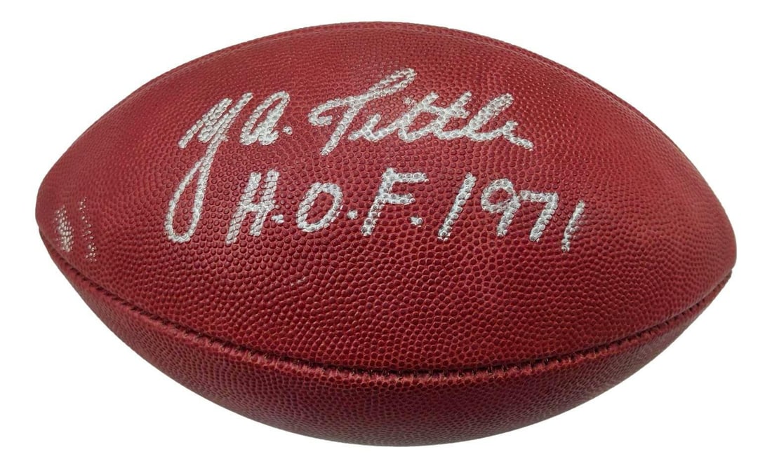 Official Leather Football Signed by YA Tittle HOF 1971 PSA Authenticated (1 of 4)