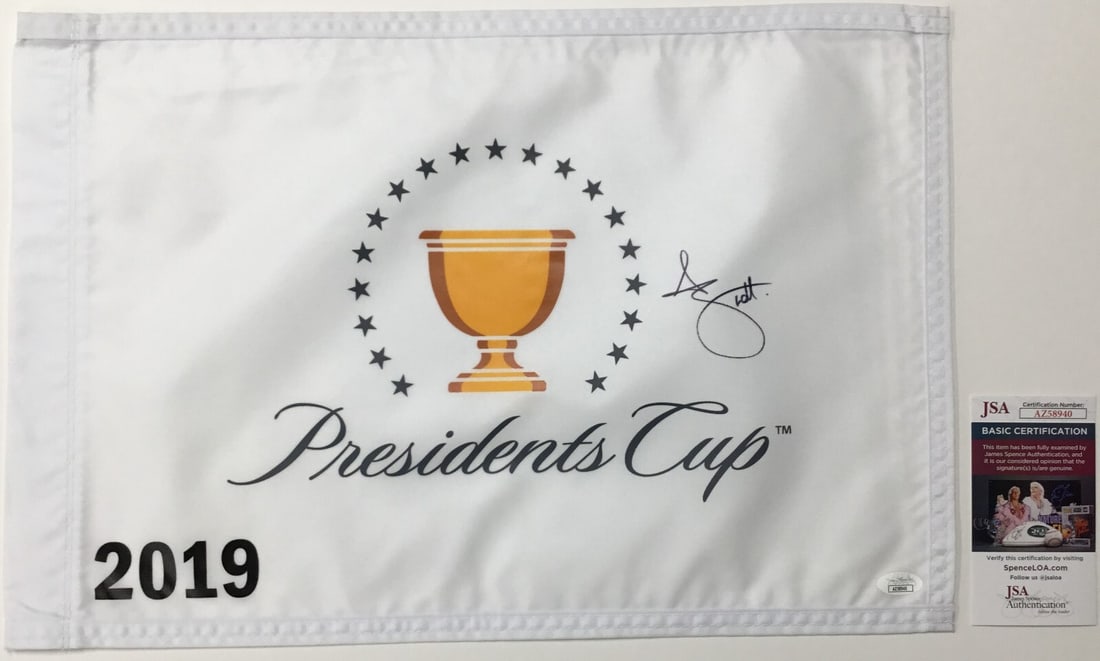 Adam Scott Signed The President's Cup 2019 Pin Flag JSA Authenticated (1 of 4)