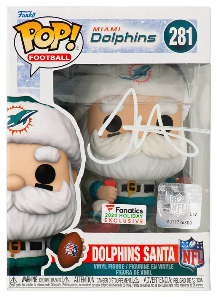 Autographed Tyreek Hill Miami Dolphins Santa Funko Pop 281 with COA: Autographed Tyreek Hill Miami Dolphins Santa Funko Pop 281 with COA Signed Tyreek Hill Miami Dolphins 'Santa' Funko Pop doll #281. This original autographed collectible is pre-owned and includes a tam