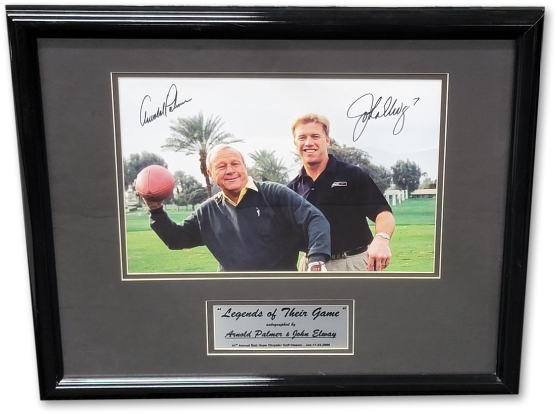 JSA Authenticated Framed Original Photo Signed by Arnold Palmer and John Elway (1 of 4)