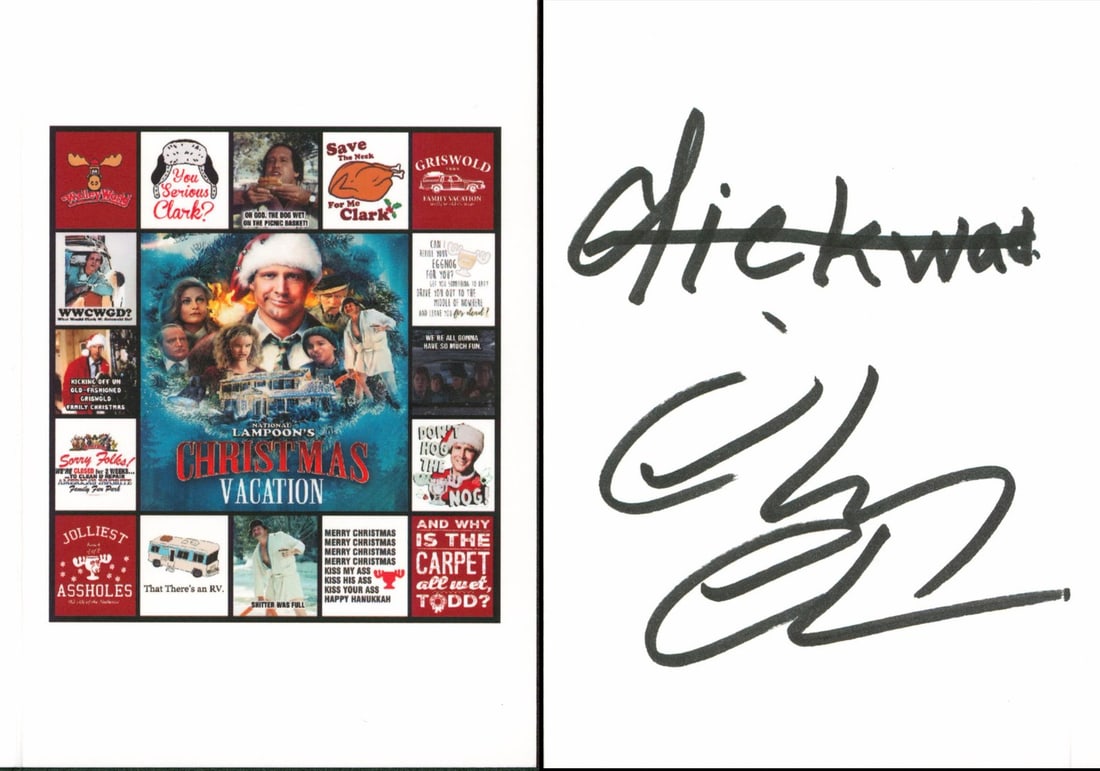 Chevy Chase signed Christmas Vacation greeting card collage Beckett witnessed (1 of 7)