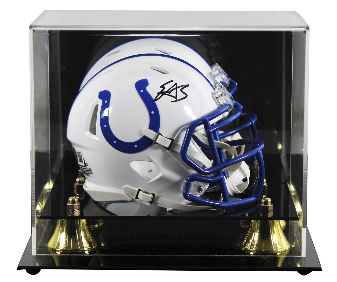 Edgerrin James Autographed Colts Throwback Speed Mini Helmet BAS Witnessed Case (1 of 3)
