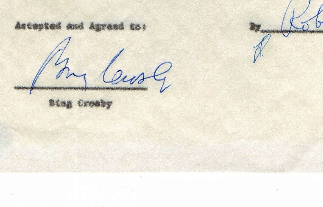 Bing Crosby Authentic Signed Contract with JSA Certification - 2