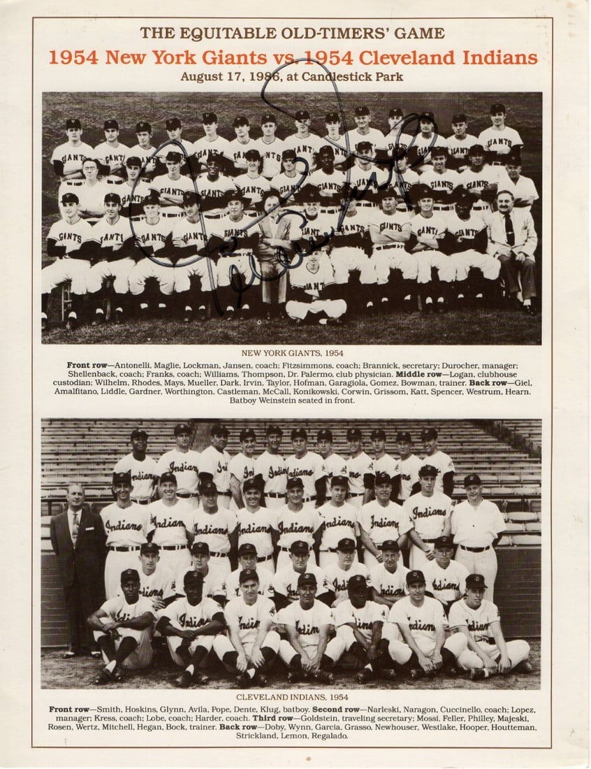 1986 Old Timers Game Program signed by Willie Mays JSA: 1986 Old Timers Game Program signed by Willie Mays JSA Original 1986 Old Timers Game program signed by Willie Mays. This pre-owned collectible has been authenticated by James Spence (JSA). Specificati