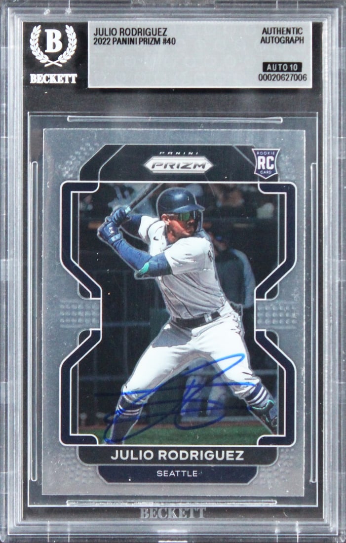 Julio Rodriguez 2022 Panini Prizm 40 Rookie Auto Beckett Authenticated (1 of 2)
