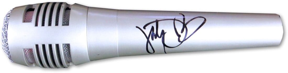 Autographed Katy Perry Microphone Original with Global Authentics: Autographed Katy Perry Microphone Original with Global Authentics Autographed microphone signed by Katy Perry. The item is noted as original and comes authenticated by Global Authentics. It is pre-own
