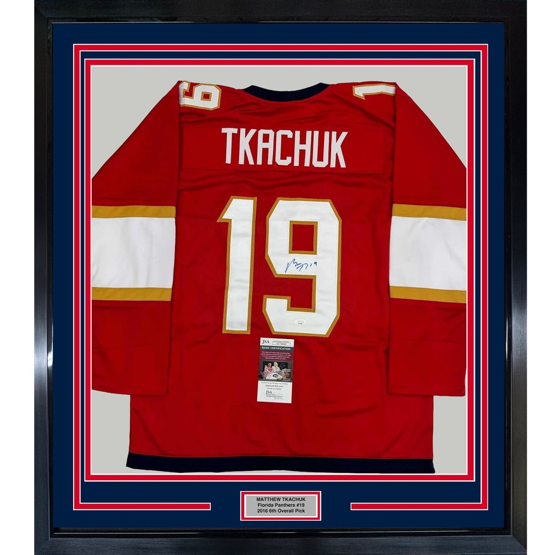 Matthew Tkachuk Signed Framed Florida Panthers Red Jersey 35x39 JSA (1 of 2)