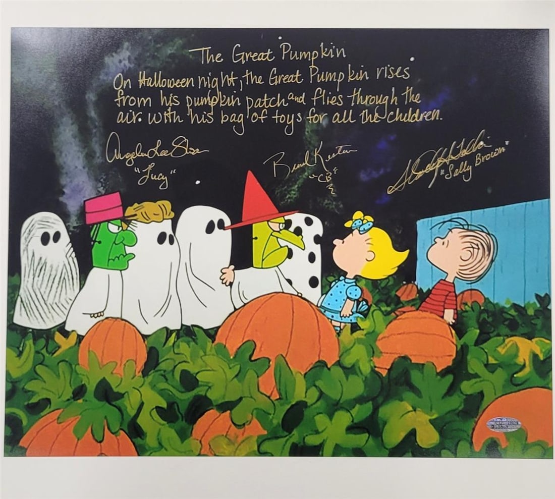 11x14 Halloween Photo Signed by Peanuts Cast Kesten Sloan Tolkin with COA (1 of 3)