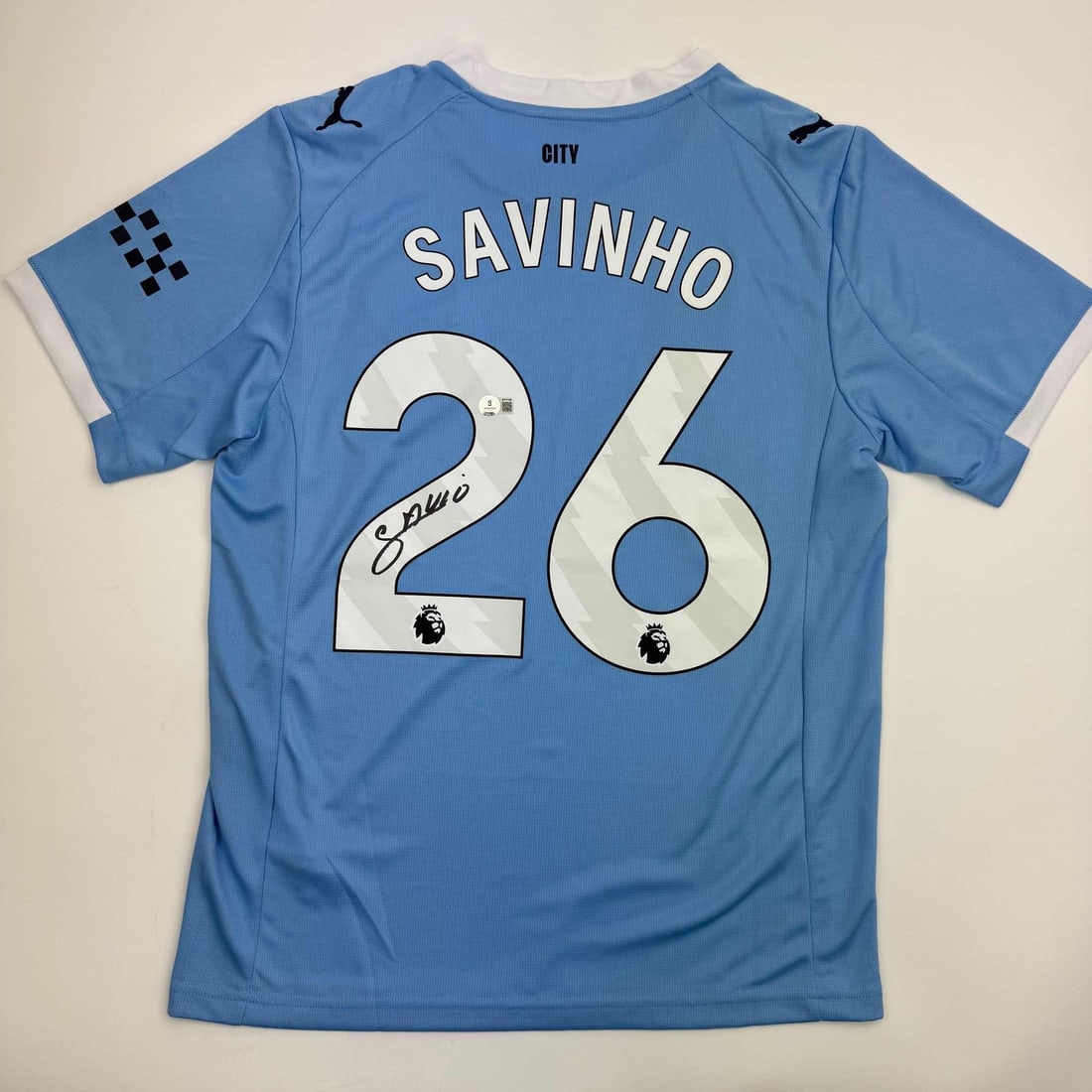Savinho signed blue Manchester City soccer jersey Beckett BAS COA (1 of 4)